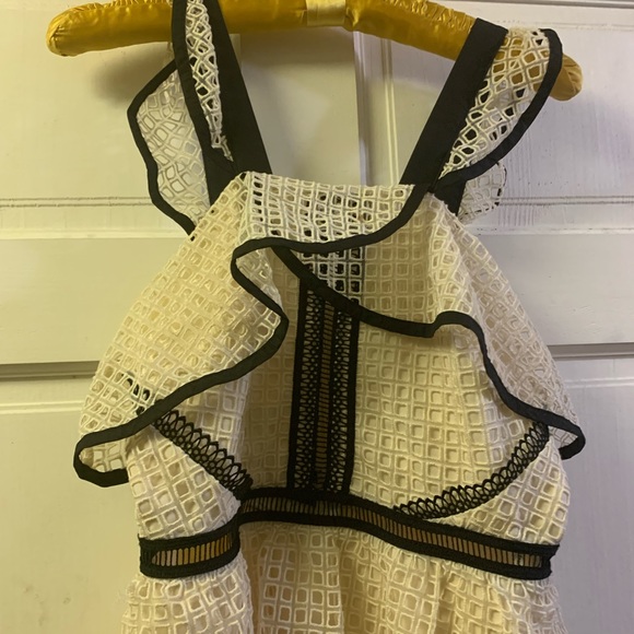 Self-Portrait Cream &Black Guipure Lace Sleeveless Midi Dress - Picture 4 of 16